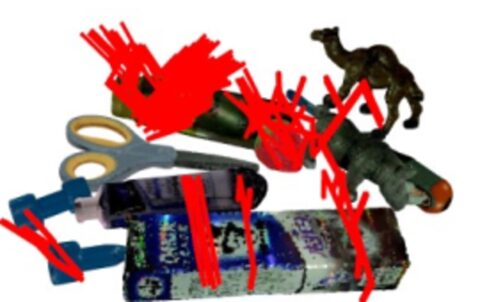 Parallel-jaw and vacuum grasp predictions on a cluttered scene